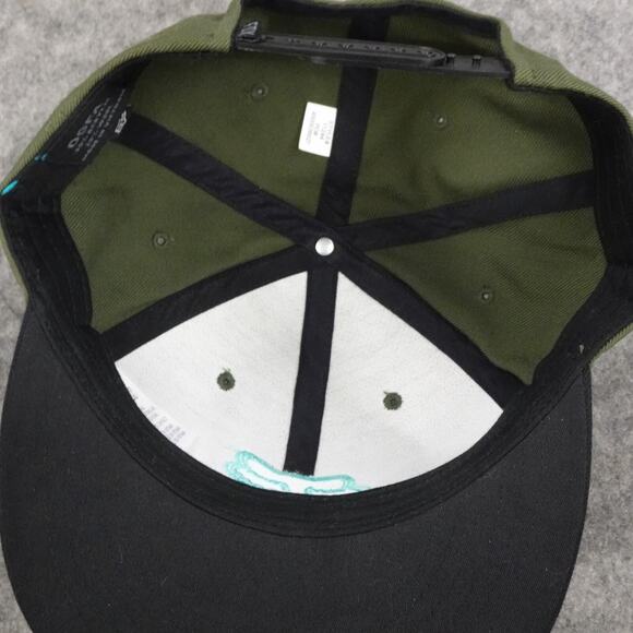 Fox Hat Snapback Cap Olive Military Green Aqua Fox Patch Wool Acrylic - Picture 5 of 11